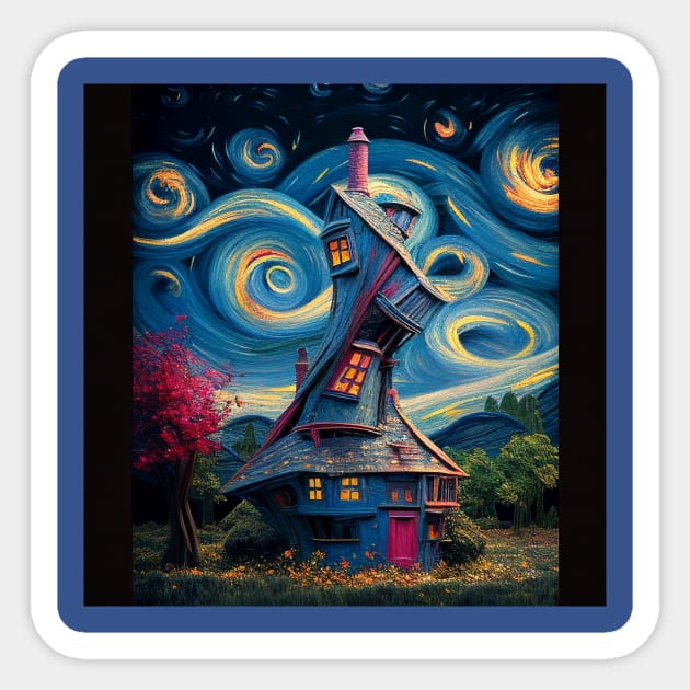 Starry Night Over The Burrow Sticker by Grassroots Green